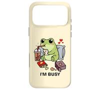 Carcasa para iPhone 17 Pro MAX Funny Frog Im Busy Boba Tea Snacks Zoo Niños Niñas Niños