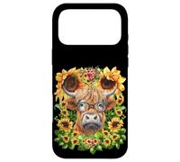 Carcasa para iPhone 17 Pro MAX Funny Highland Cow with Sunflowers For Teacher Scottish Cow