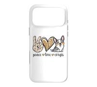 Carcasa para iPhone 17 Pro MAX Funny Kawaii Peace Love Cardigan Blue Merle Corgi Lover
