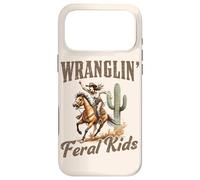Carcasa para iPhone 17 Pro MAX Funny Mom Riding. Western Cowboy Mama Wranglin Feral Kids