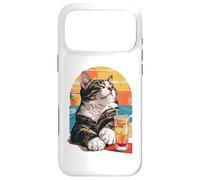 Carcasa para iPhone 17 Pro MAX Funny Retro Cat Sunset Cocktail Beach Vacation Summer