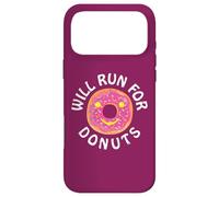Carcasa para iPhone 17 Pro MAX Funny Running Saying with Sweet Graphic Will Run For Donuts