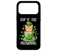 Carcasa para iPhone 17 Pro MAX Funny St Patricks Cat Top of Meowning Coffee Cats St Paddys