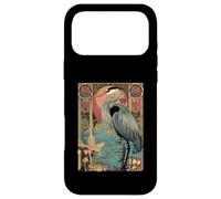 Carcasa para iPhone 17 Pro MAX Garza con Puesta de Sol y Floral Art Nouveau Grúa Bird