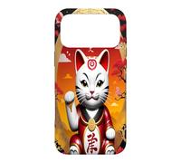 Carcasa para iPhone 17 Pro MAX Gato de la Suerte de Maneki Neko en la Parte Delantera y Elegante Geisha en la Parte Trasera