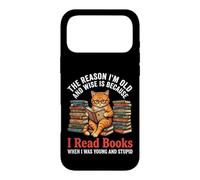 Carcasa para iPhone 17 Pro MAX Gato Divertido Leyendo Libros Sabio Viejo ratón de Biblioteca