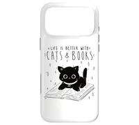 Carcasa para iPhone 17 Pro MAX Gato Life Is Better with Cats and Books, Libros