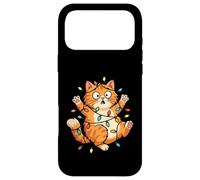 Carcasa para iPhone 17 Pro MAX Gato Luces de Navidad Divertidas Navidad Humor Miau Gatito Vacaciones