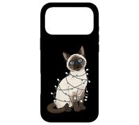 Carcasa para iPhone 17 Pro MAX Gato Luces de Navidad Divertidas Navidad Humor Miau Gatito Vacaciones