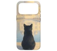 Carcasa para iPhone 17 Pro MAX Gato Negro Taj Mahal Amanecer India Viajero Felino