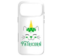 Carcasa para iPhone 17 Pro MAX Gato Unicornio irlandés Lil Miss Caticorn Green para el Día de San Patricio