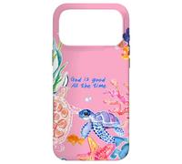 Carcasa para iPhone 17 Pro MAX God Is Good Summer Ocean Preppy Pink Turtle & Coral