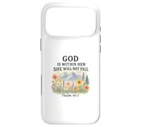 Carcasa para iPhone 17 Pro MAX God Is Within Her She Will Not Fall Psalm 46:5 Watercolor