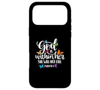 Carcasa para iPhone 17 Pro MAX God Is Within Her She Will Not Fall Salmo 46 5 Mariposa Arte