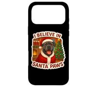 Carcasa para iPhone 17 Pro MAX Gorro de Navidad con Texto en inglés I Believe In Santa Paws Cane Corso Dog Mom Dad