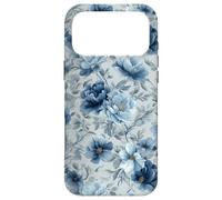 Carcasa para iPhone 17 Pro MAX Gray and Blue Flower Lover Cute Girly Navy Floral Nature