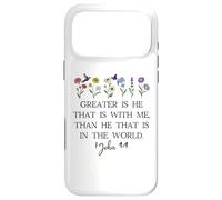 Carcasa para iPhone 17 Pro MAX Greater is He That is in Me Christian 1 John 4:4 Bible Verse