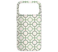 Carcasa para iPhone 17 Pro MAX Green Cream Circles Squares Connecting Lines Pattern