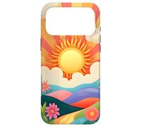 Carcasa para iPhone 17 Pro MAX Groovy Amanecer y Paisaje, Retro Hippie