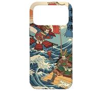 Carcasa para iPhone 17 Pro MAX Guerreros samuráis en Ola Japonesa Estilo Ukiyo-e Batalla