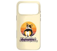 Carcasa para iPhone 17 Pro MAX Happy Corgi Dog Retro Sunset Colorido Animal Art