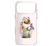 Carcasa para iPhone 17 Pro MAX Happy Easter Cat Easter Tea Cup Coffee Cat Siamese Floral