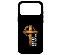 Carcasa para iPhone 17 Pro MAX He Is Risen Cross Crown Thorns Mateo 28:6 Fe Cristiana