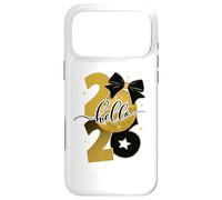 Carcasa para iPhone 17 Pro MAX Hello 2026 Gold Disco Ball Bow New Year Celebration Design