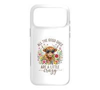 Carcasa para iPhone 17 Pro MAX Highland Cow Crazy Quote Heart Gafas de Sol Floral