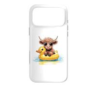 Carcasa para iPhone 17 Pro MAX Highland Cow Duck - Flotador de Piscina para natación de Verano