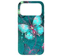 Carcasa para iPhone 17 Pro MAX Hot Pink Teal Butterfly Cute Blue Butterflies Dark Turquoise