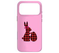 Carcasa para iPhone 17 Pro MAX Huevos de Conejo de búfalo Rojo con Estampado de Cuadros Rojos