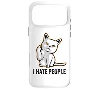 Carcasa para iPhone 17 Pro MAX I Hate People Sign,Funny Cat Giving The Finger Flipping Off