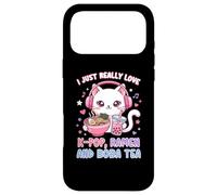 Carcasa para iPhone 17 Pro MAX I Just Really Love K-Pop Ramen y Boba Tea Cute Cat