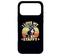 Carcasa para iPhone 17 Pro MAX I Love My Staffy Dog Black Staffordshire Bull Terrier Dueño