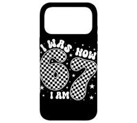 Carcasa para iPhone 17 Pro MAX I Was 6 Now I Am 7 Groovy Retro Checkered 7th Birthday Party