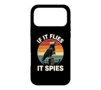Carcasa para iPhone 17 Pro MAX If It Flies It Spies Cuervo Vigilancia Pájaro Retro Conspiración