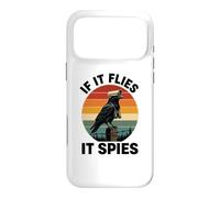 Carcasa para iPhone 17 Pro MAX If It Flies It Spies Cuervo Vigilancia Pájaro Retro Conspiración