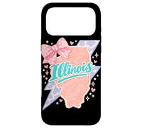Carcasa para iPhone 17 Pro MAX Illinois Pink Bow Preppy Coquette State Map Diseño estético