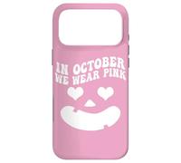 Carcasa para iPhone 17 Pro MAX In October We Wear Pink, Pumpkin Face Groovy Breast Cancer
