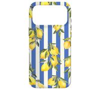 Carcasa para iPhone 17 Pro MAX Italian Coast Lemons On Blue Stripes Summer Fruit Pattern