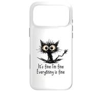 Carcasa para iPhone 17 Pro MAX It's Fine I'm Fine Funny Chaotic Cat Meme Morning Mood