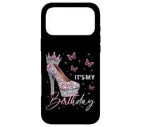 Carcasa para iPhone 17 Pro MAX It's My Birthday Corona de tacón Alto Mariposas Estrellas B-Day