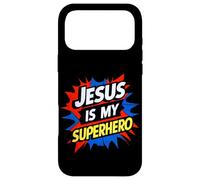 Carcasa para iPhone 17 Pro MAX Jesus Is My Superhero Christian God Religious Comic Kids Boy