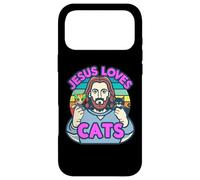 Carcasa para iPhone 17 Pro MAX Jesus Loves Cats Gatito religioso Biblia Escritura Dios Miau