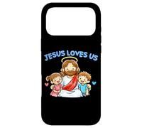 Carcasa para iPhone 17 Pro MAX Jesús Nos ama Cristianos niños fe Cristianismo Lindo Garabato