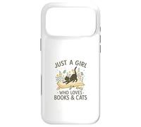 Carcasa para iPhone 17 Pro MAX Just a Girl Who Loves Books and Cats Pastel Reading Cat
