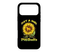 Carcasa para iPhone 17 Pro MAX Just A Girl Who Loves Pitbulls Funny Dog Sunflower Pitbull