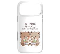 Carcasa para iPhone 17 Pro MAX Kawaii Bear Cubs Let's Eat Together Diseño de Fideos japoneses