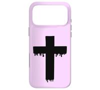 Carcasa para iPhone 17 Pro MAX Kawaii Black Drippy Cross, Gurokaw Pastel Goth Estética